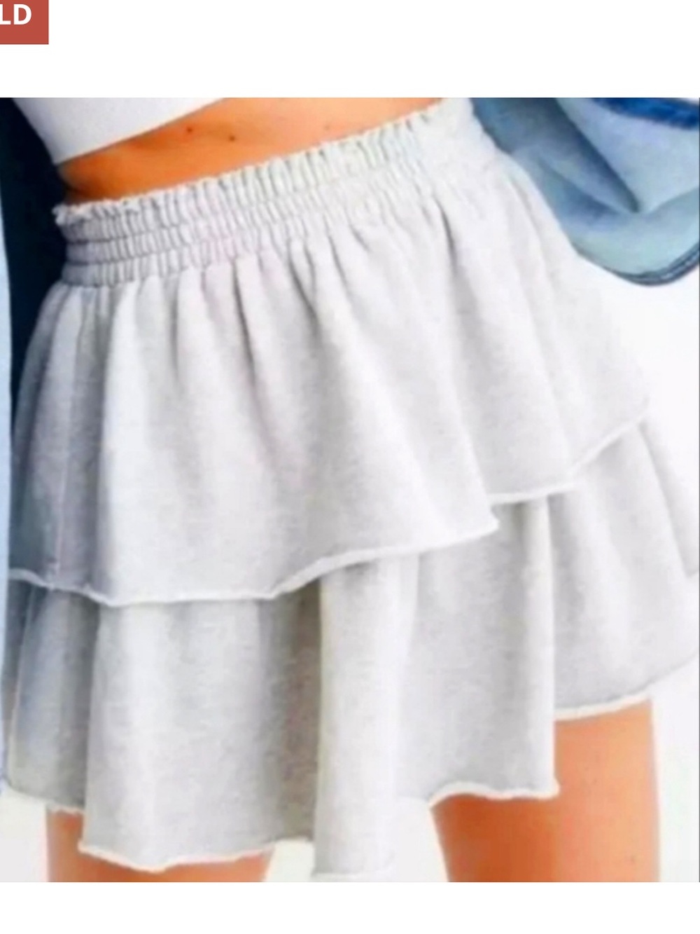 Aerie New Weekend Ruffle Tiered Mini Skirt in Grey Size Small